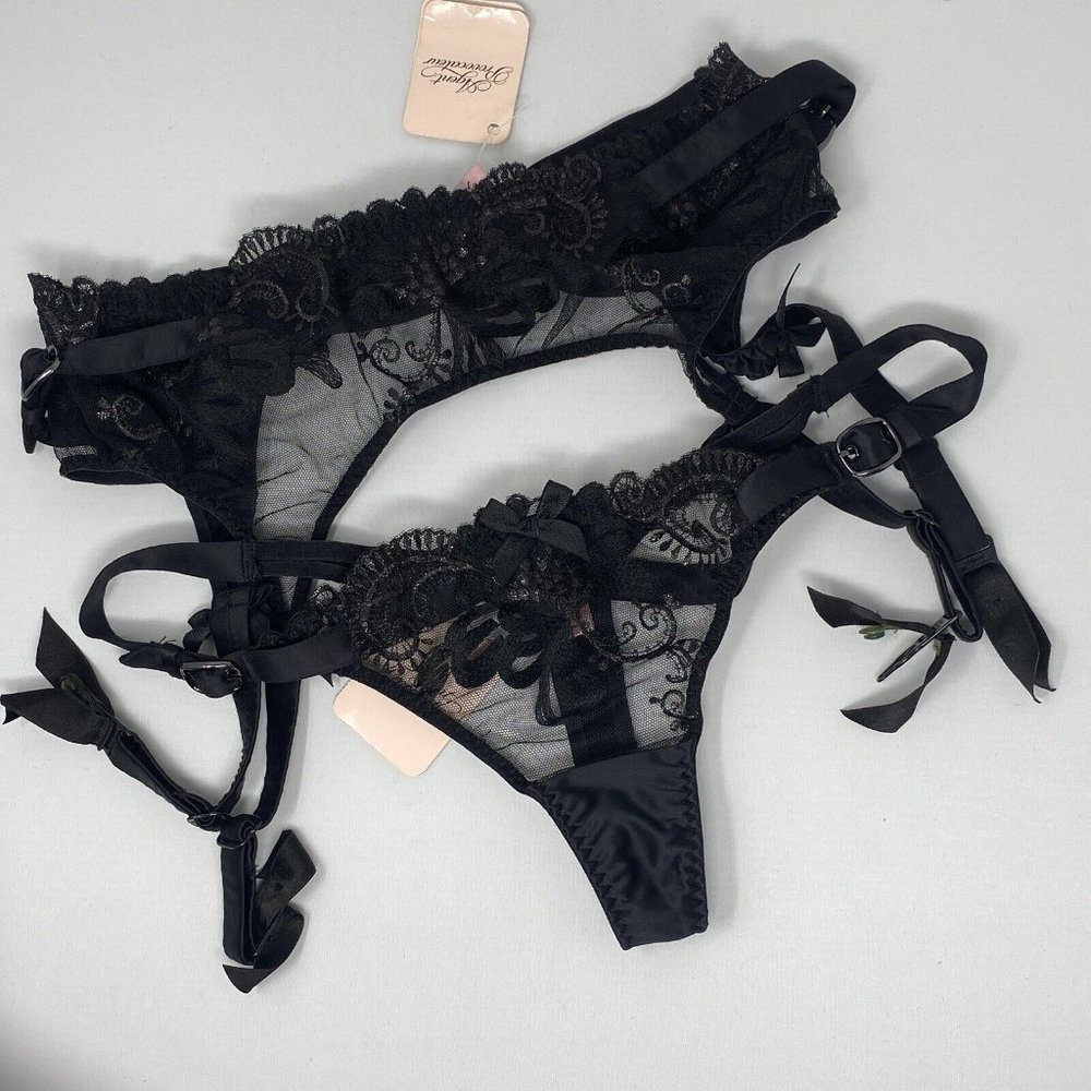 Agent Provocateur Larisza Black Suspender + Thong NWT